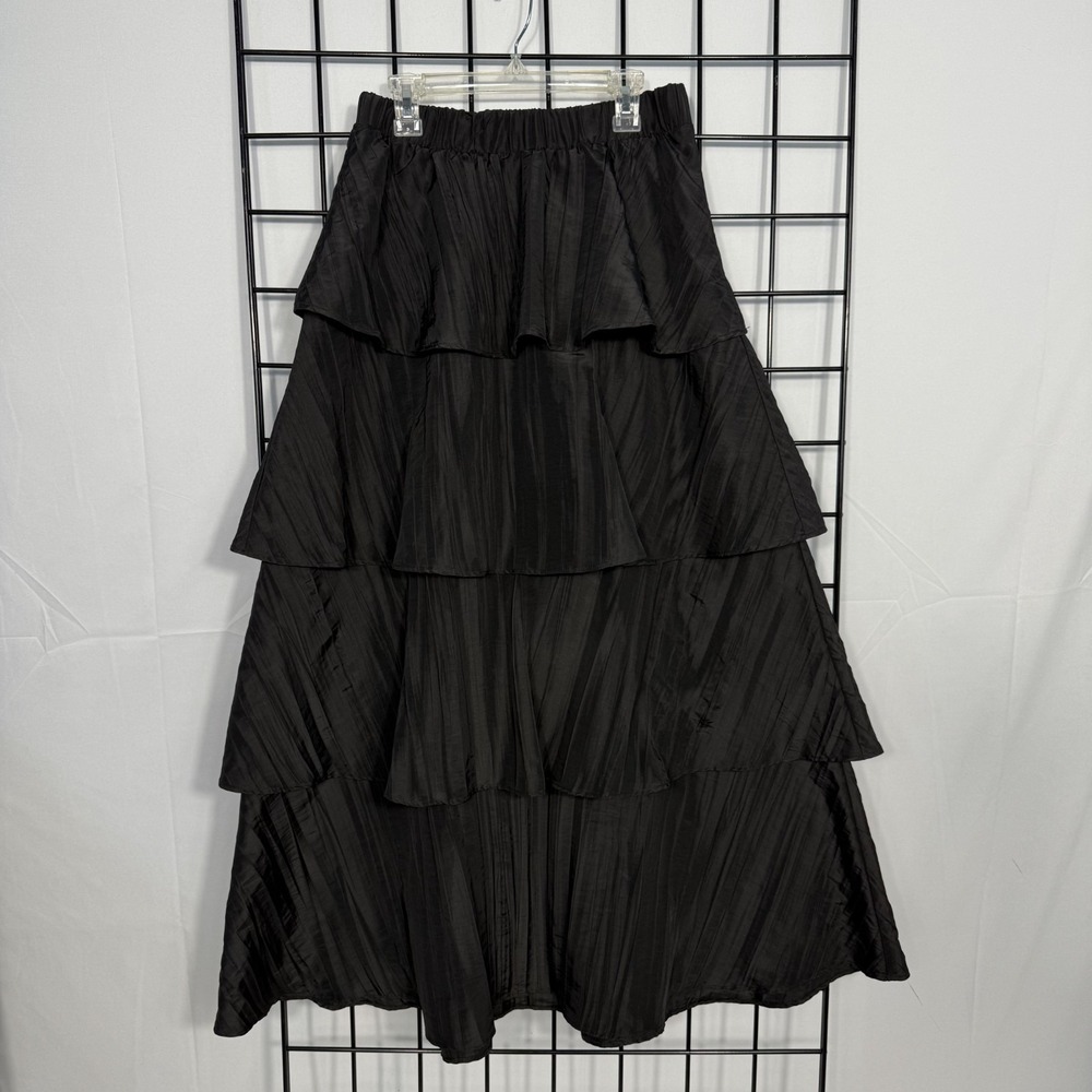 Show Me Your MuMu Black Tiered Ruffle Maxi Skirt
